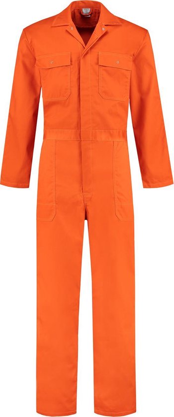 EM Workwear kinderoverall pol/kat Oranje met verdekte ritssluiting maat 152