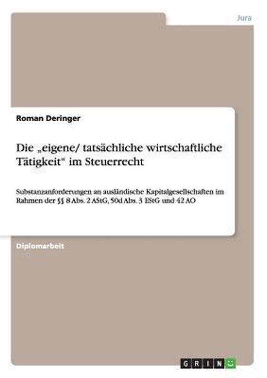 Die ''eigene/ tatsächliche wirtschaftliche Tätigkeit'' im  ... - cover