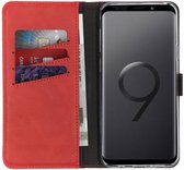Selencia Hoesje Geschikt voor Samsung Galaxy S9 Plus Hoesje Met Pasjeshouder - Selencia Echt Lederen Bookcase - Rood