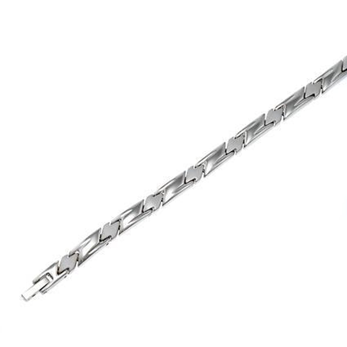 Slate - Stalen schakelarmband 21 cm - Fantasieplaatjes met zigzagpatroon