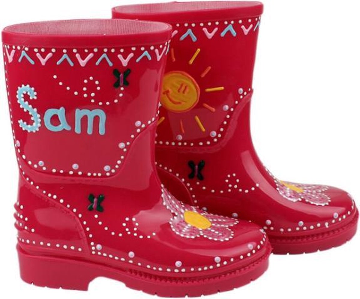 Leuk kado met naam kinder regenlaarzen bloem maat 20 roze Leuk kado met naam kinder regenlaarzen bloem maat 20 roze