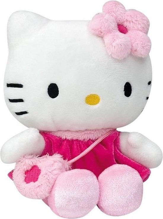 huiswerk klinker Trekker Pluche Hello Kitty knuffel in fuchsia jurkje 15 cm | bol.com