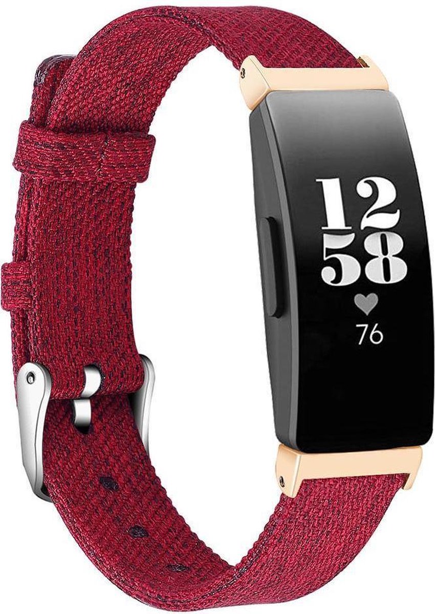 KELERINO. Denim bandje geschikt voor Fitbit Inspire (HR) - Rood