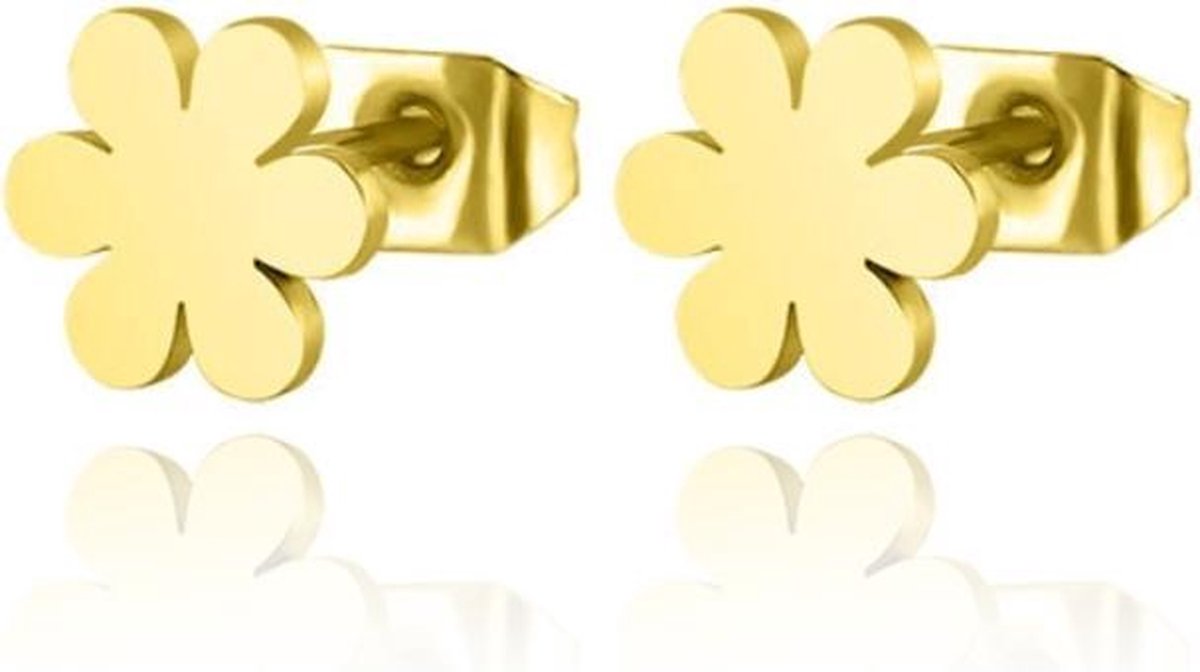 Cilla Jewels oorknoppen Edelstaal Bloem Goudkleurig