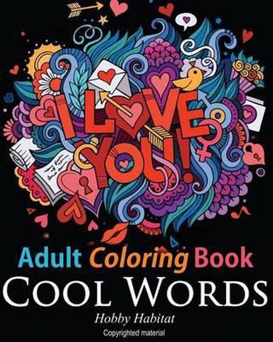 Adult Coloring Book Cool Words, Hobby Habitat Coloring Books