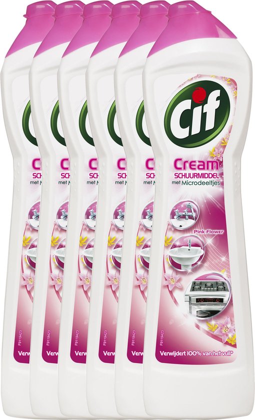 Cif Pink Flower Cream - 8 x 500 ml - Schuurmiddel - Voordeelverpakking