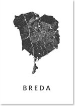 Kunst In Kaart Breda - Stadskaart Poster A3 - Wit