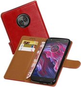 Zakelijke PU leder booktype hoesje voor Moto X4 rood