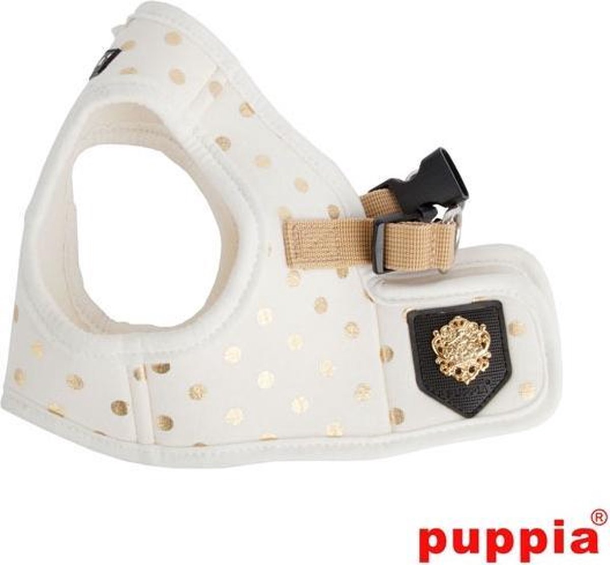 bedriegen havik Verwacht het Puppia tuigje harness B Modern Dotty creme/goud maat L | bol.com