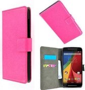 Motorola moto g  (3rd gen) 2015 book style wallet case roze