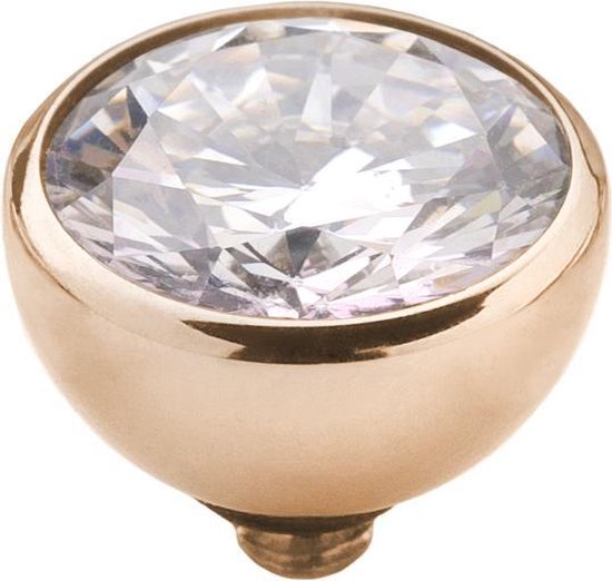 Melano twisted steen rond - Roségoudkleurig + Crystal - Dames - 8mm