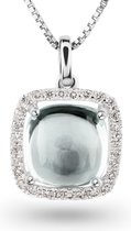 Orphelia HD-4200 - Hanger - 18 Karaat Witgoud - Diamant 0.16 ct / Aquamarijn 2.80 ct