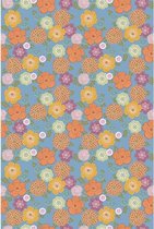 INKE Muurprint Vintage Bloem Blauw IK2052