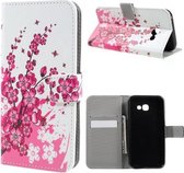 Roze bloem agenda wallet case hoesje Samsung Galaxy A3 (2017)