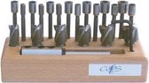 Tapverzinker-combinatie-set HSS Gr.0 MK1 in houten sokkel 21-delig GFS