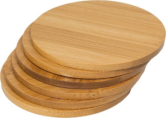Bamboe Onderzetters Rond - Tafel onderlegger voor Glazen - Bamboo Hout -  Set 8 stuks | bol.com