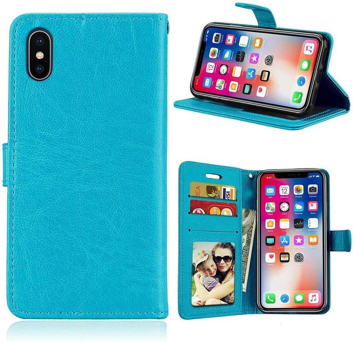 Telefoonhoes Portemonnee hoesje Geschikt voor: iPhone Xs Max - Turquise