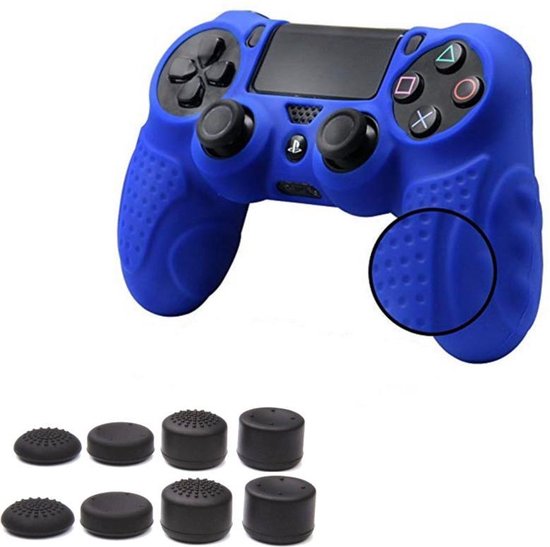 KELERINO. Siliconen cover voor Playstation 4 controller Inclusief Thumb Grip Set – Blauw
