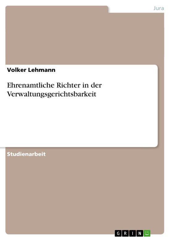 Ehrenamtliche Richter in der Verwaltungsgerichtsbarkeit - cover