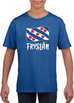 Blauw t-shirt Fryslan / Friesland vlag kinderen XS (110-116)