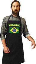 Braziliaanse vlag keukenschort/ barbecueschort zwart heren en dames - Brazilie schort