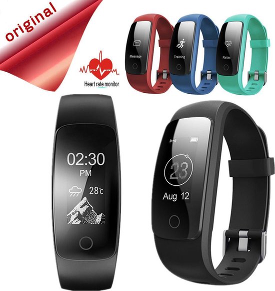 Activity tracker met Hartslagmeter Zwart Polsomtrek 14 cm tot 20 cm