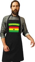 Ghana vlag barbecueschort/ keukenschort zwart volwassenen