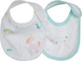 Baby Corner - Set van 2 baby slabbetjes - eenhoorn wit en groen