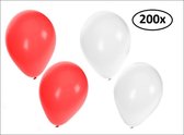 200x Ballonnen rood en wit - Ballon carnaval festival feest party verjaardag landen helium lucht thema