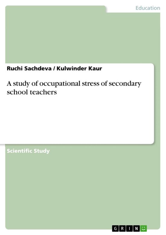 A study of occupational stress of secondary school teachers - cover