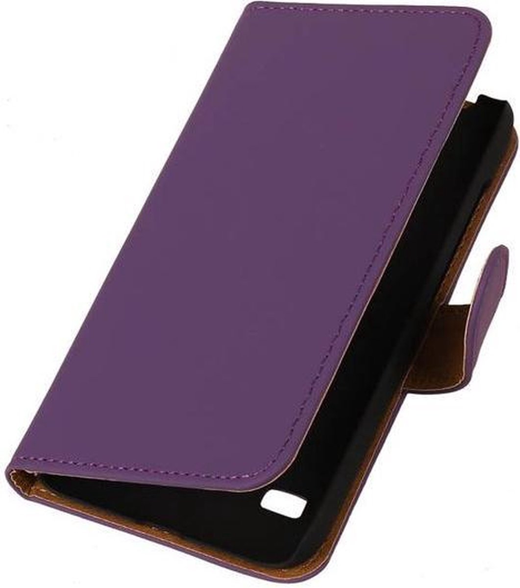 Huawei Ascend Y550 Effen Paars - Book Case Wallet Cover Hoesje