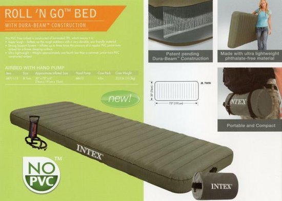 Intex Twin Roll 'N Go Luchtmatras + Handpomp - 76x191x15 cm | bol.com