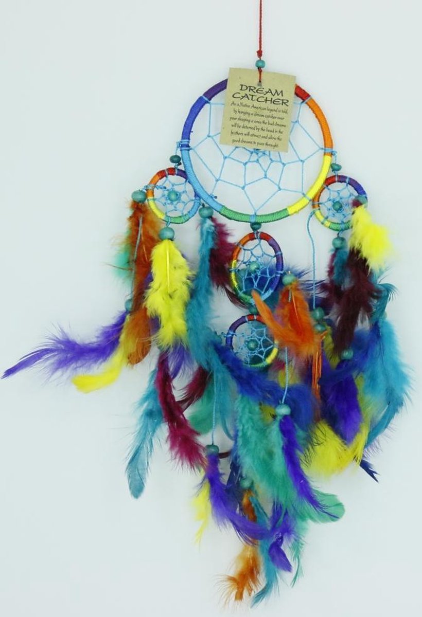 Zus & Zo Dromenvanger / Dreamcatcher ±Ø9cm regenboog met kleintjes Multi