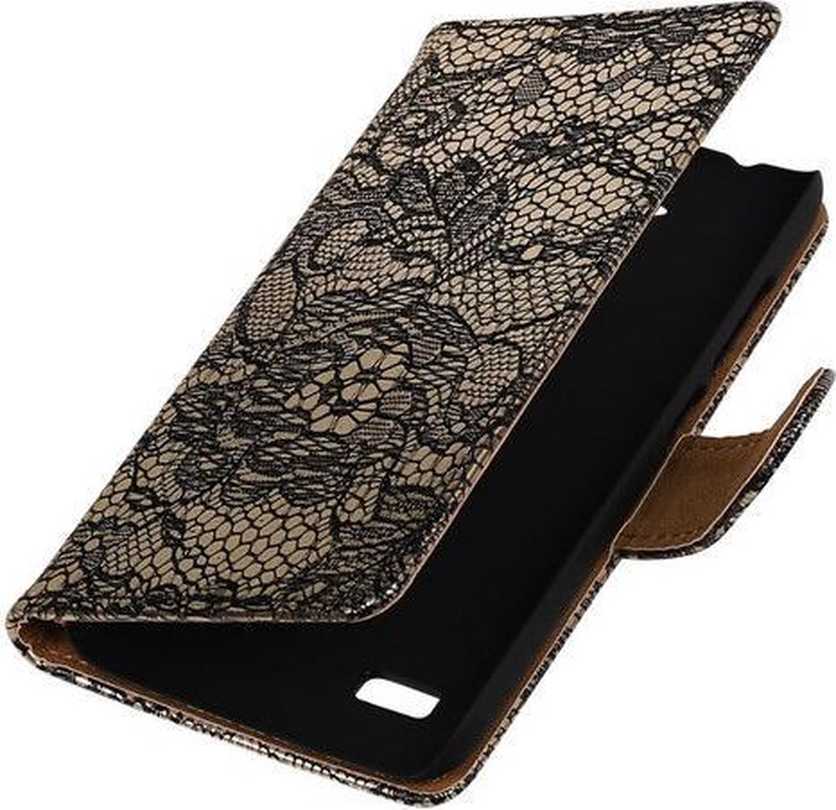 Zwart Lace Booktype Huawei Y560 / Y5 Wallet Cover Hoesje