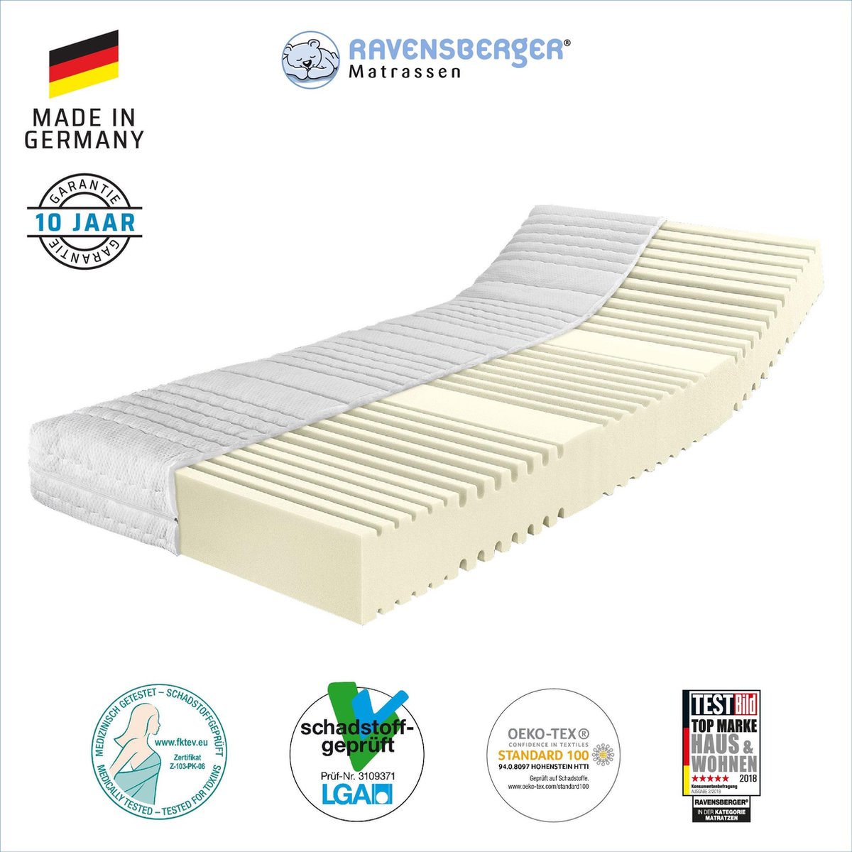 Ravensberger® Orthopedische matras - 160x200 - HR40 koudschuim - H4  (100-140 kg) -... | bol.com