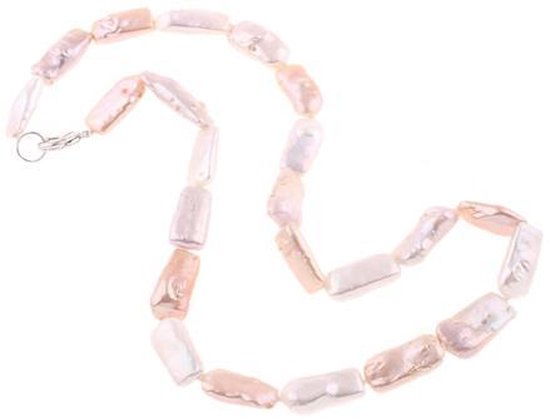 Zoetwaterparel ketting Pearl Rectangle Soft Colors