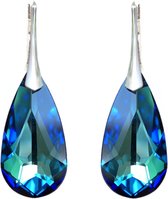 DBD - Zilveren Oorbellen - Druppel - Kristal - Bermuda Blauw - 24MM  - Anti Allergisch