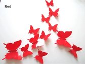 3D-Vlinders Muur Decoratie - Effen Rood