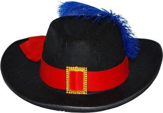 Musketier hoed met rode band en paarse veer | bol.com