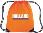 Oranje nylon rijgkoord rugzak/ sporttas Holland supporter