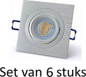 7W GU10 inbouwspot | Zilver vierkant | Set van 6 stuks