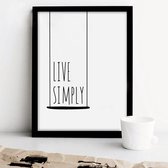 Postercity - Design Canvas Poster Live Simply / Kinderkamer / Muurdecoratie / 40 x 30cm / A3