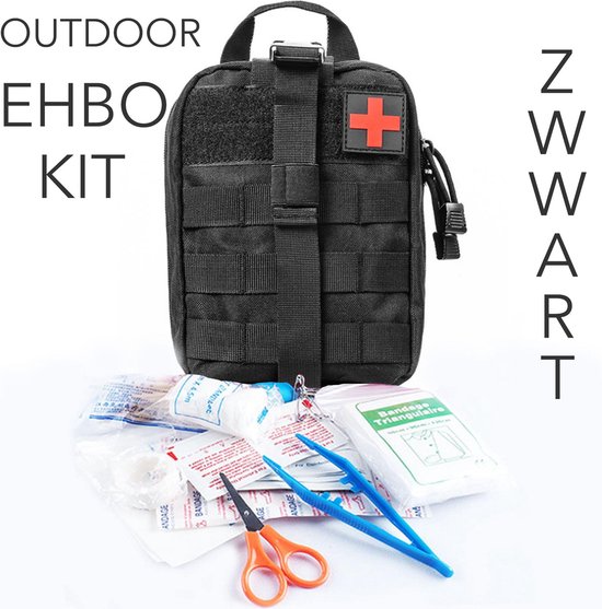 Twee in één noodpakket en reistas- EHBO – kit met tasje en luxe outdoor  tas- Zwart | bol.com
