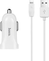 HOCO Z2 Single-poort Auto-oplader + Lightning kabel wit 1 meter wit voor Apple iPhone