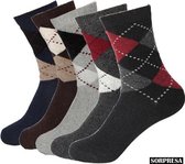 Sorprese - Fun socks - Konijnen wollen sokken - ruit - 5 paar - gift sack  - Sokken - maat 39-45