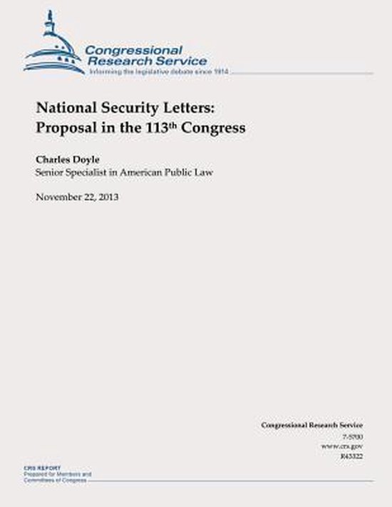 National Security Letters 9781505292084 Professor Charles Doyle