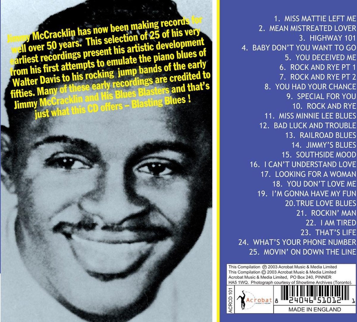 Jimmys Blues 1945 1951 Jimmy Mccracklin Cd Album Muziek 1788