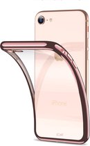 Hoesje Transparant voor Apple iPhone 7 / 8, iPhone 7/8 Roze Goud Siliconen TPU Hoesje Case, Cover Hoes iPhone 7/8, Doorzichtig Soft Gel Hoesje Backcover