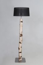 Staande lamp berken stam 135 cm met zwarte kap