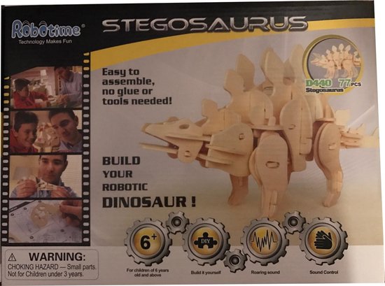 Lopende 3D Stegosaurus Houten Puzzel met sound control